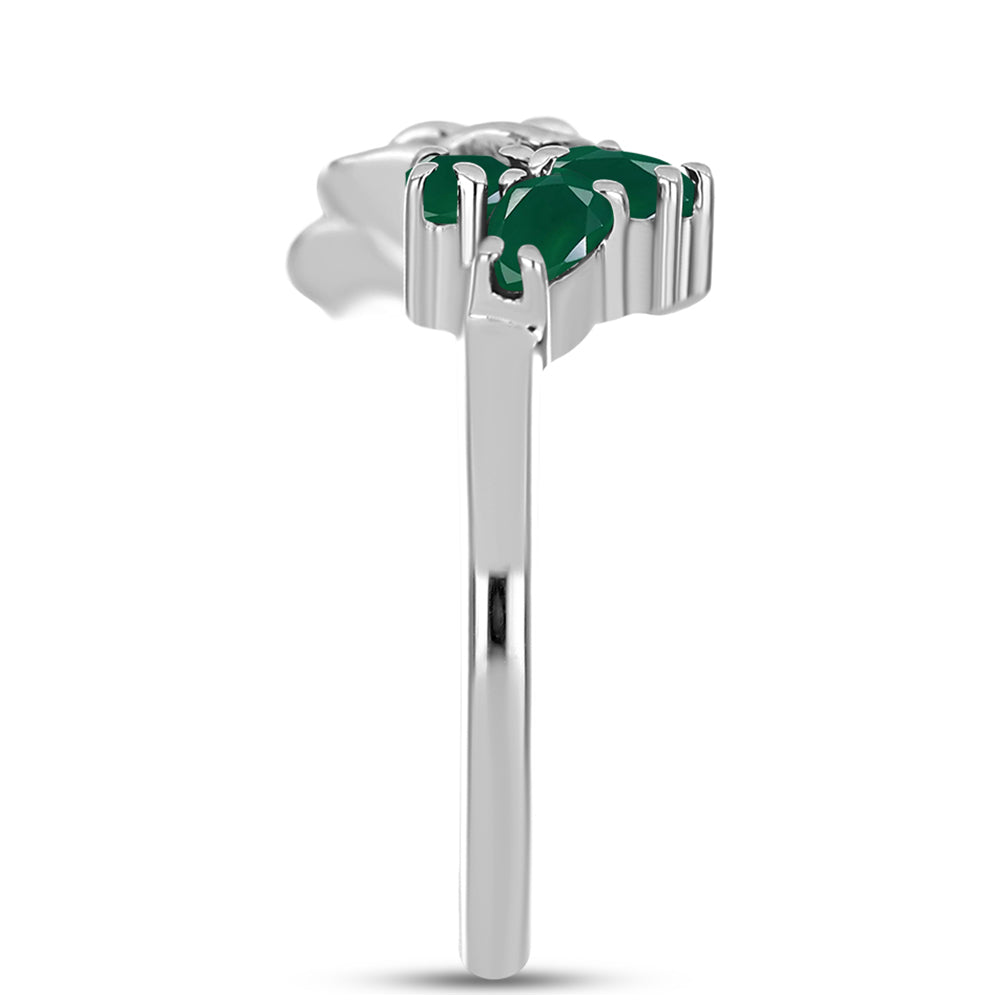Inel din Argint 925 ( 4.39 grame ) cu Calcedon Verde și Topaz Alb 0.58 Carate