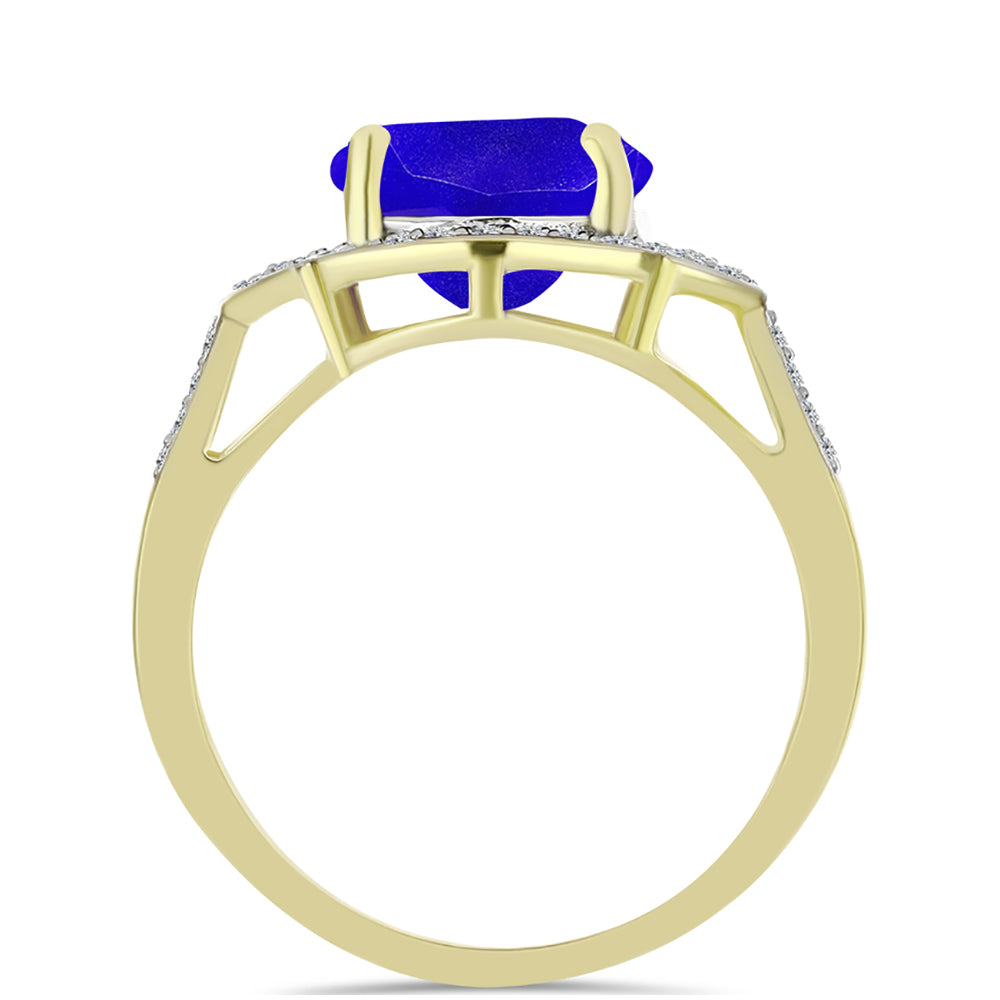 Inel din Argint 925 Placat cu Aur ( 3.27 grame ) cu Agat Albastru și Topaz Alb 4.53 Carate 2 