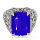 Inel din Argint 925 Placat cu Aur ( 7.45 grame ) cu Agat Albastru și Topaz Alb 11.72 Carate