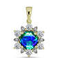 Pandantiv din Argint 925 Placat cu Aur ( 1.66 grame ) cu Cuarț Păun și Topaz Alb 2.83 Carate