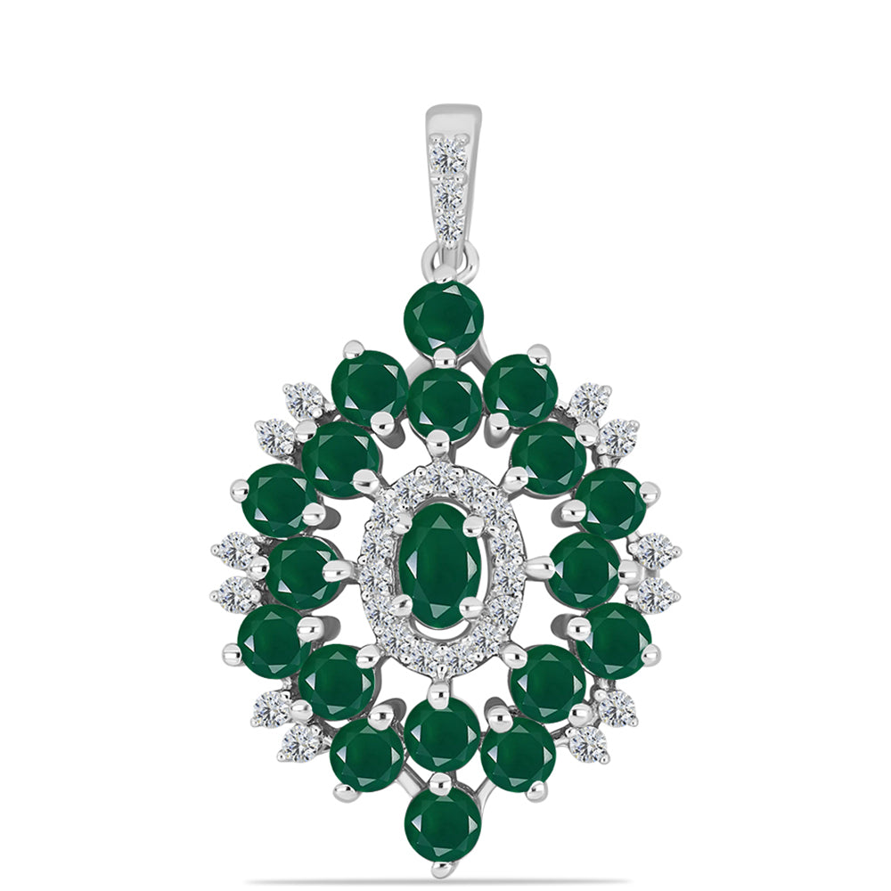 Pandantiv din Argint 925 ( 2.69 grame ) cu Calcedon Verde și Topaz Alb 2.56 Carate