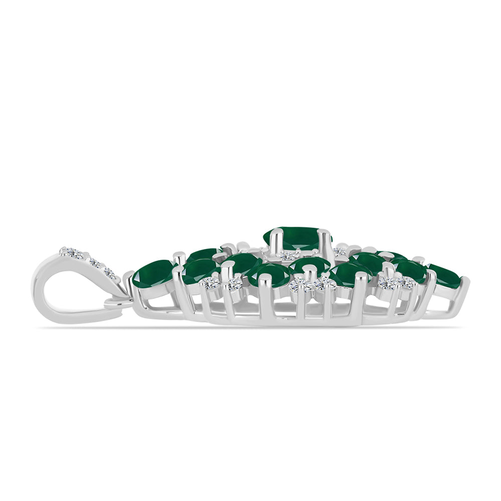 Pandantiv din Argint 925 ( 2.69 grame ) cu Calcedon Verde și Topaz Alb 2.56 Carate 2 