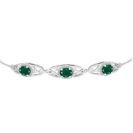 Brățară din Argint 925 ( 5.42 grame ) cu Agat Verde și Topaz Alb 2.39 Carate