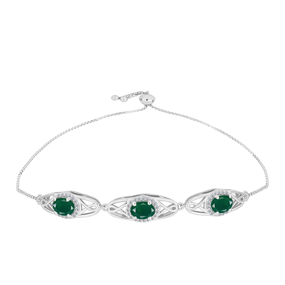 Brățară din Argint 925 ( 5.42 grame ) cu Agat Verde și Topaz Alb 2.39 Carate 1 