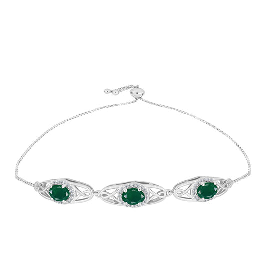 Brățară din Argint 925 ( 5.42 grame ) cu Agat Verde și Topaz Alb 2.39 Carate