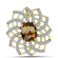 Broşă din Argint 925 Placat cu Aur ( 4.6 grame ) cu Cuarț Coniac și Topaz Alb 3.05 Carate