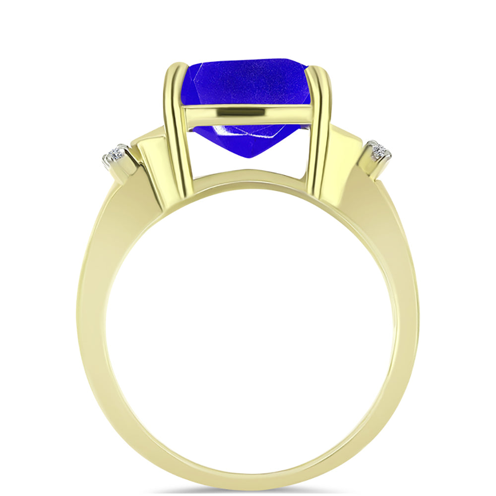 Inel din Argint 925 Placat cu Aur ( 3.45 grame ) cu Agat Albastru și Topaz Alb 3.74 Carate 2 