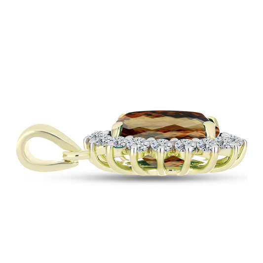 Pandantiv din Argint 925 Placat cu Aur ( 1.57 grame ) cu Cuarț Coniac și Topaz Alb 2.83 Carate