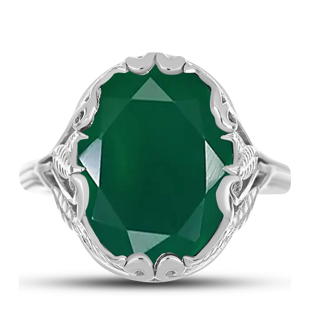 Inel din Argint 925 ( 4.69 grame ) cu Calcedon Verde 7.97 Carate