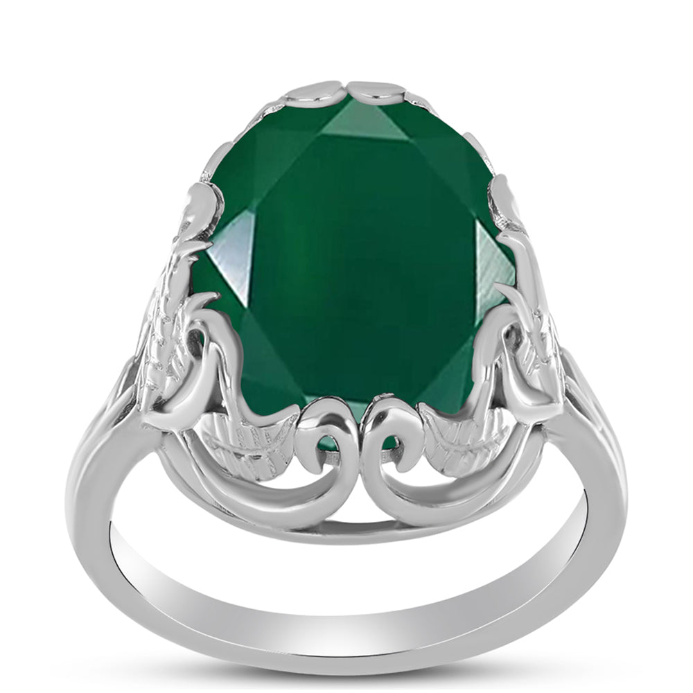 Inel din Argint 925 ( 4.69 grame ) cu Calcedon Verde 7.97 Carate 3 
