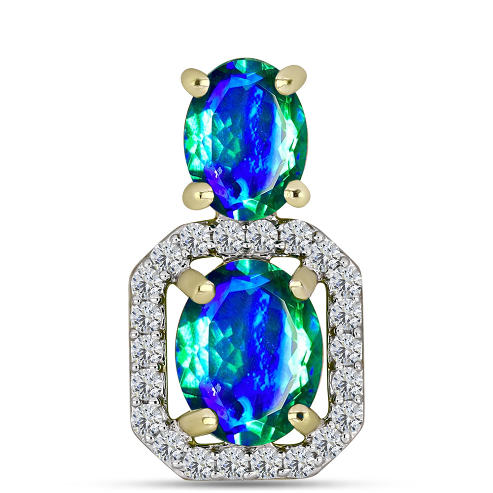 Pandantiv din Argint 925 Placat cu Aur ( 1.54 grame ) cu Cuarț Păun și Topaz Alb 2.28 Carate 1 
