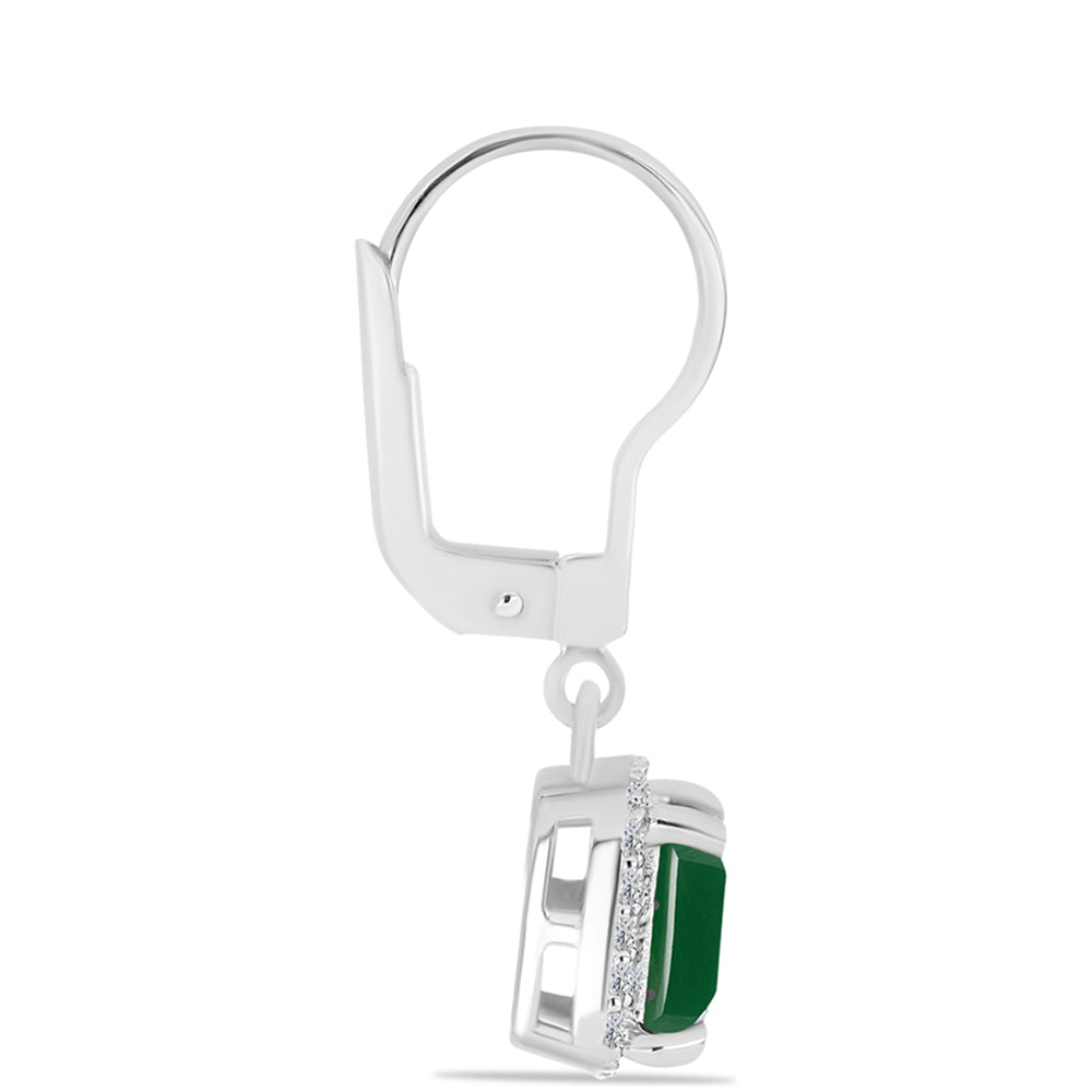 Cercei din Argint 925 ( 2.37 grame ) cu Calcedon Verde și Topaz Alb 2.56 Carate 2 