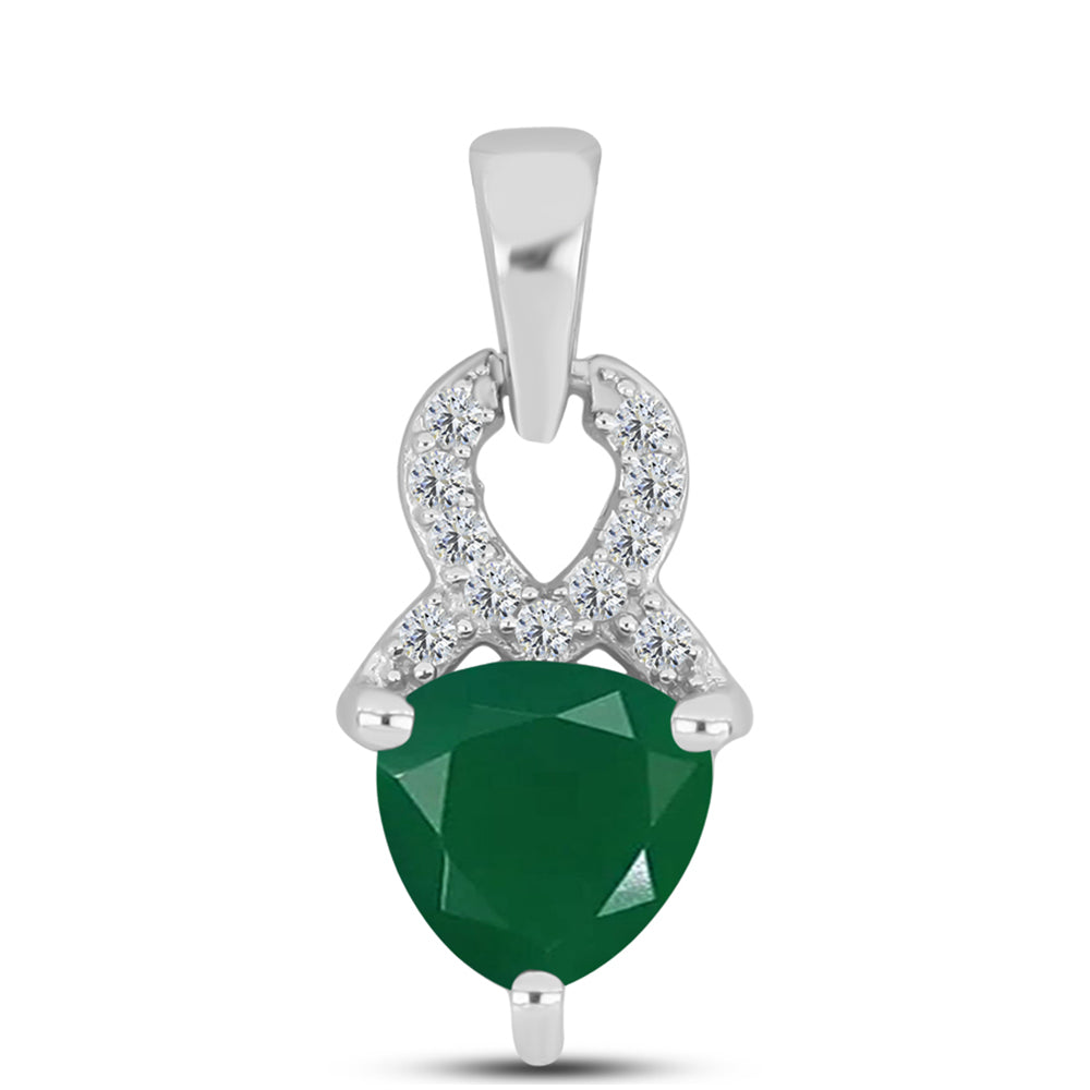 Pandantiv din Argint 925 ( 0.91 grame ) cu Calcedon Verde și Topaz Alb 1.17 Carate 1 