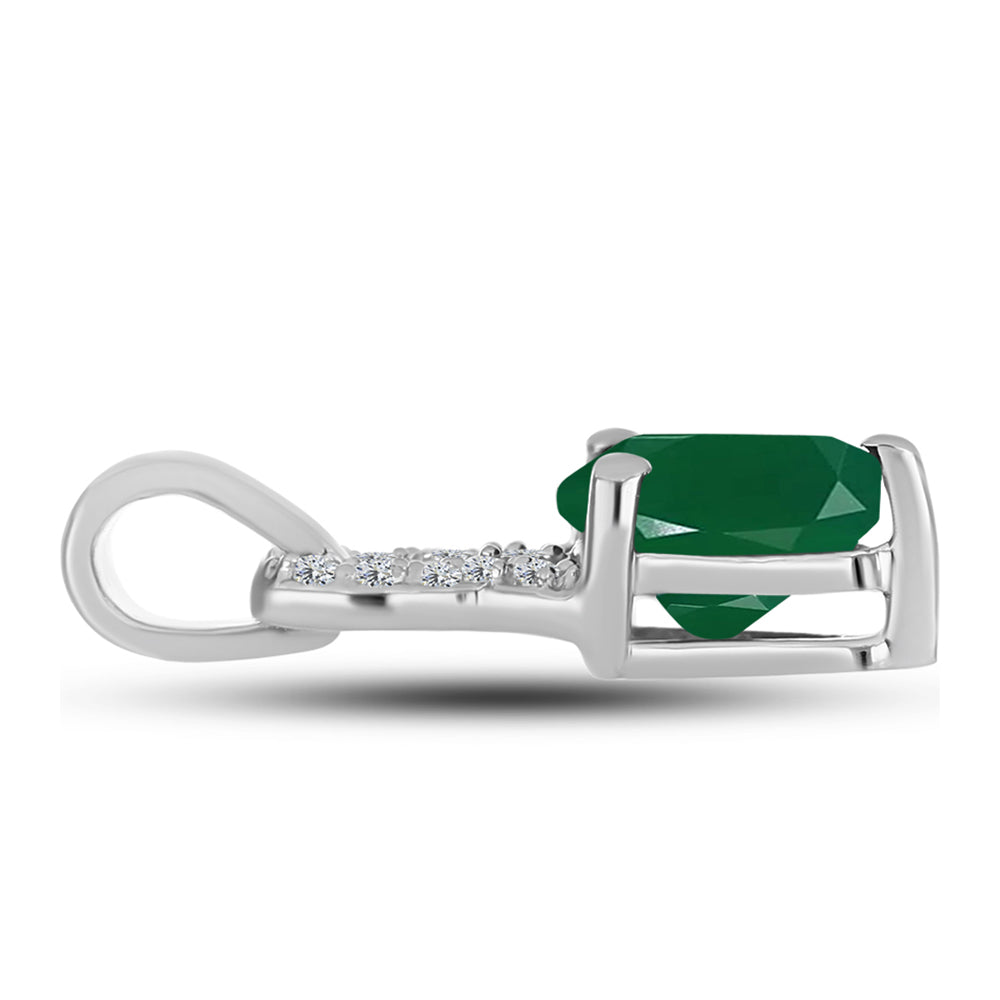 Pandantiv din Argint 925 ( 0.91 grame ) cu Calcedon Verde și Topaz Alb 1.17 Carate 2 