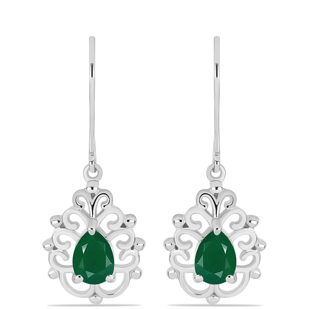 Cercei din Argint 925 ( 2.96 grame ) cu Calcedon Verde 1.19 Carate