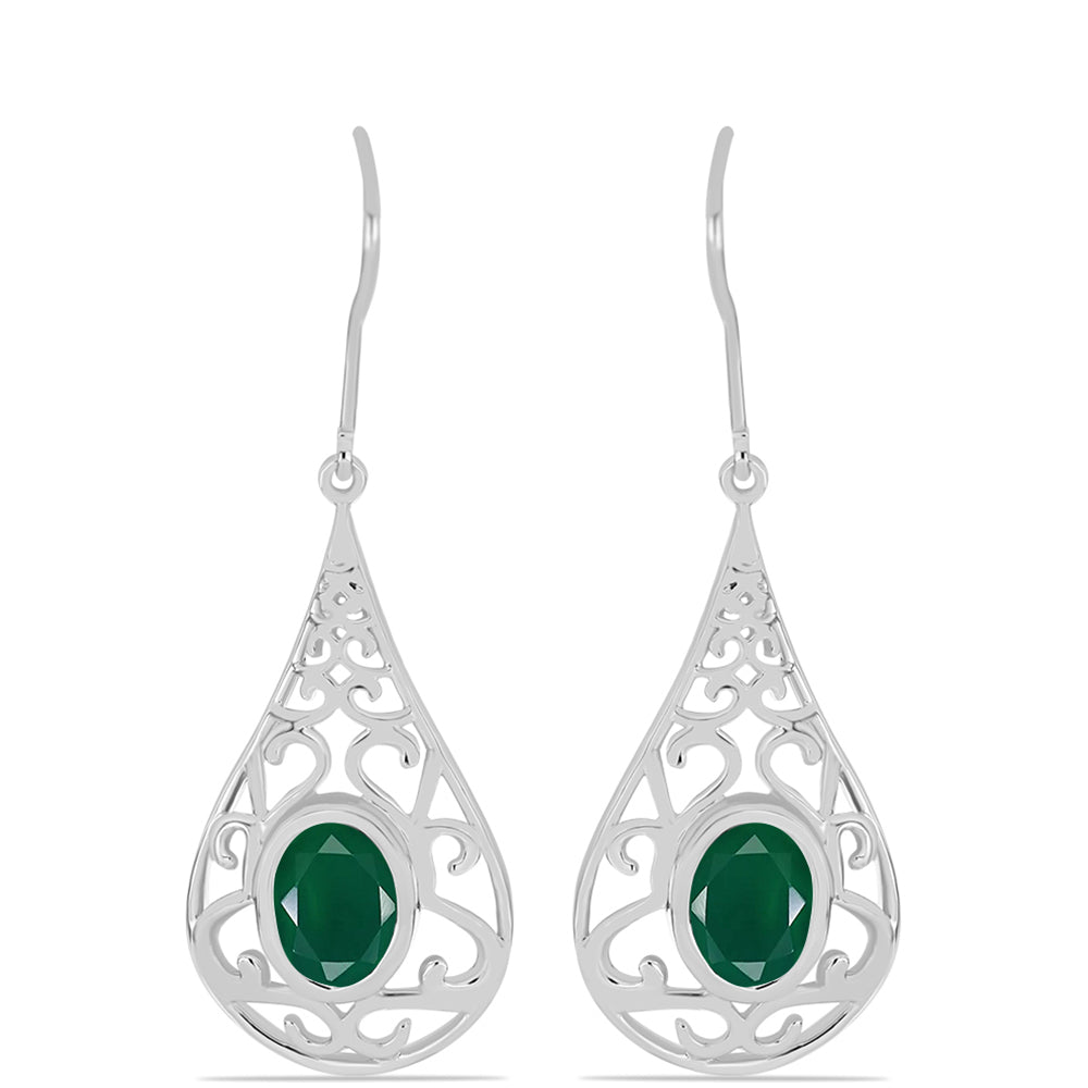 Cercei din Argint 925 ( 4.64 grame ) cu Calcedon Verde 2.21 Carate 1 