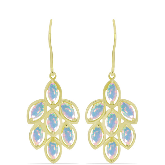 Cercei din Argint 925 Placat cu Aur ( 4.64 grame ) cu Opal Welo 2.11 Carate