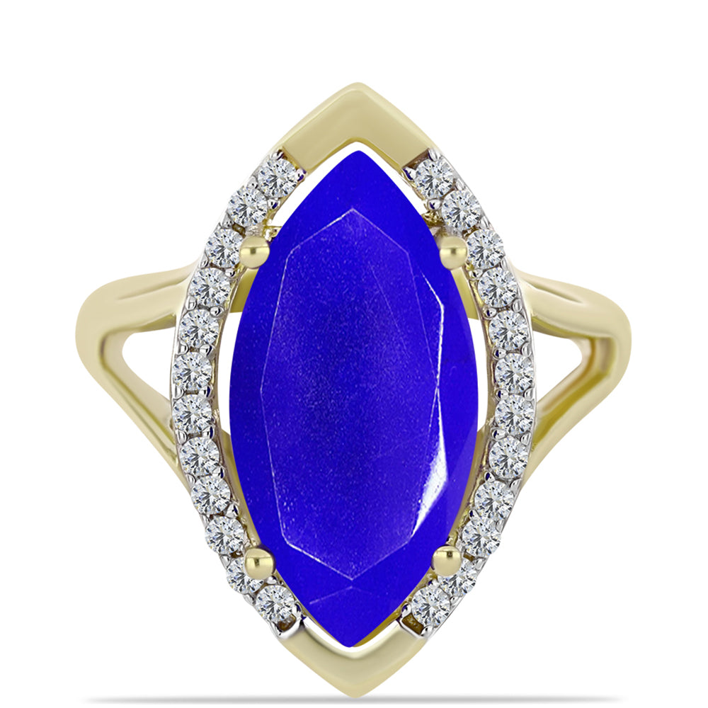 Inel din Argint 925 Placat cu Aur ( 3.31 grame ) cu Agat Albastru și Topaz Alb 5.14 Carate 1 