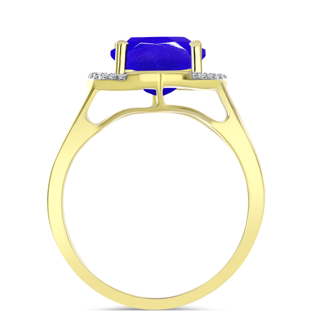 Inel din Argint 925 Placat cu Aur ( 3.31 grame ) cu Agat Albastru și Topaz Alb 5.14 Carate