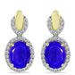 Cercei din Argint 925 Placat cu Aur ( 4.68 grame ) cu Agat Albastru și Topaz Alb 3.91 Carate