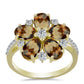 Inel din Argint 925 Placat cu Aur ( 3.41 grame ) cu Cuarț Coniac și Topaz Alb 3.72 Carate