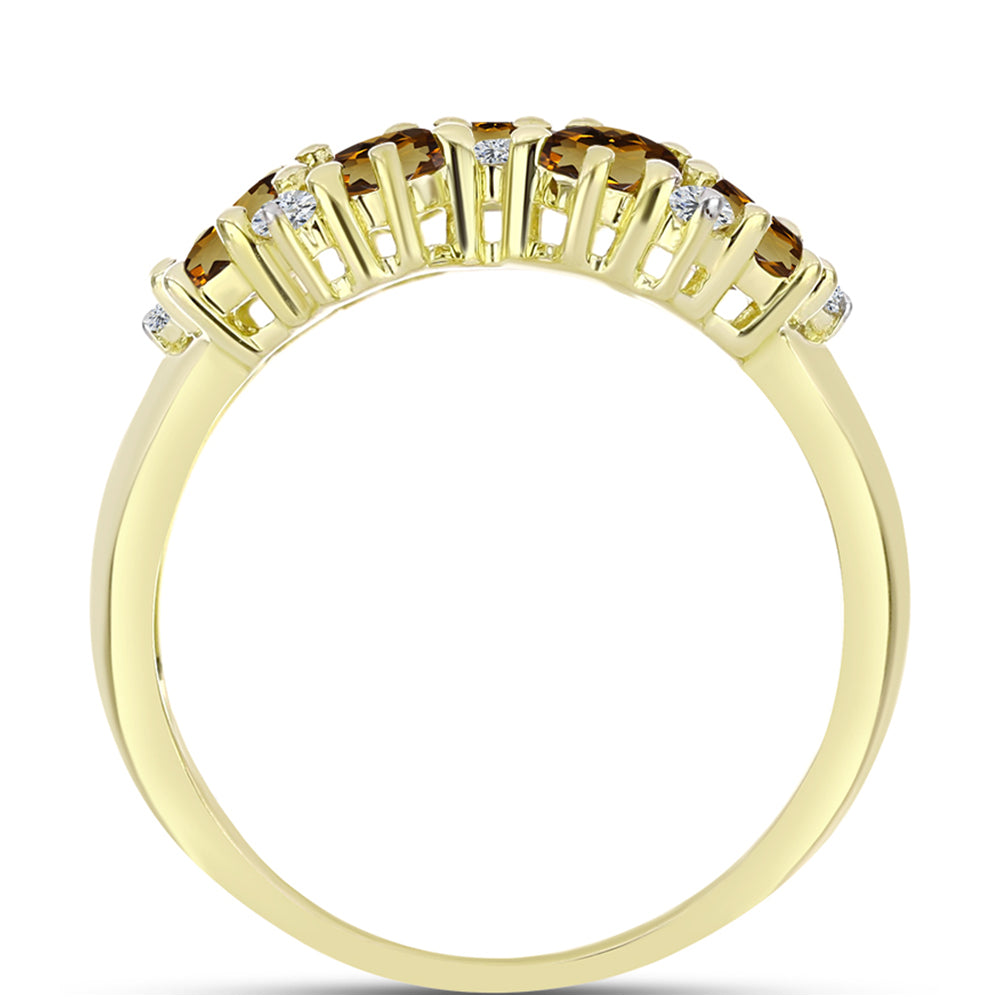Inel din Argint 925 Placat cu Aur ( 4.73 grame ) cu Cuarț Coniac și Topaz Alb 3.16 Carate 2 