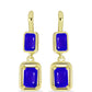 Cercei din Argint 925 Placat cu Aur ( 3.17 grame ) cu Agat Albastru 1.49 Carate