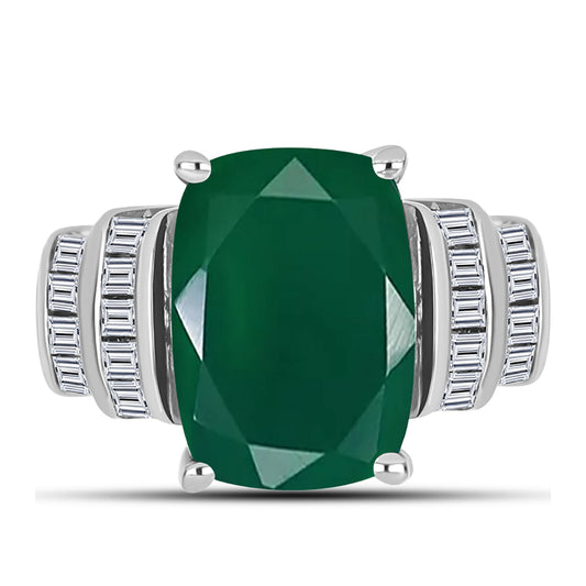 Inel din Argint 925 ( 4.69 grame ) cu Calcedon Verde și Zircon Alb 7.52 Carate