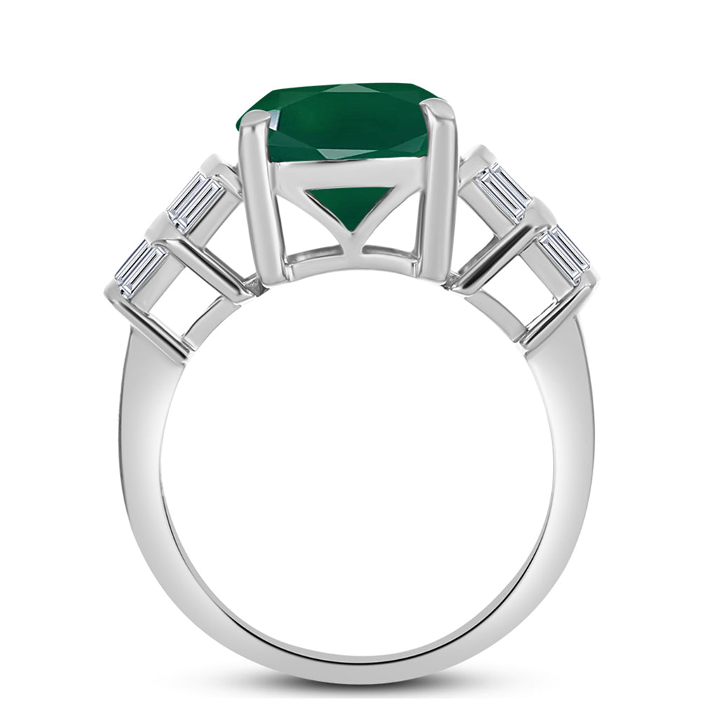 Inel din Argint 925 ( 4.69 grame ) cu Calcedon Verde și Zircon Alb 7.52 Carate