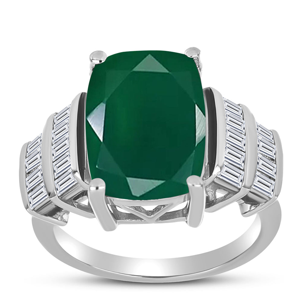 Inel din Argint 925 ( 4.69 grame ) cu Calcedon Verde și Zircon Alb 7.52 Carate 3 