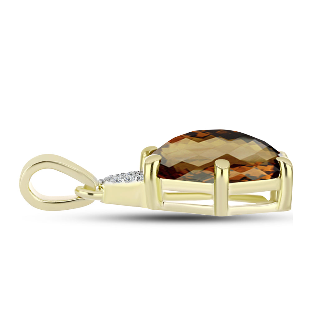 Pandantiv din Argint 925 Placat cu Aur ( 1.55 grame ) cu Cuarț Coniac și Topaz Alb 5.95 Carate 2 