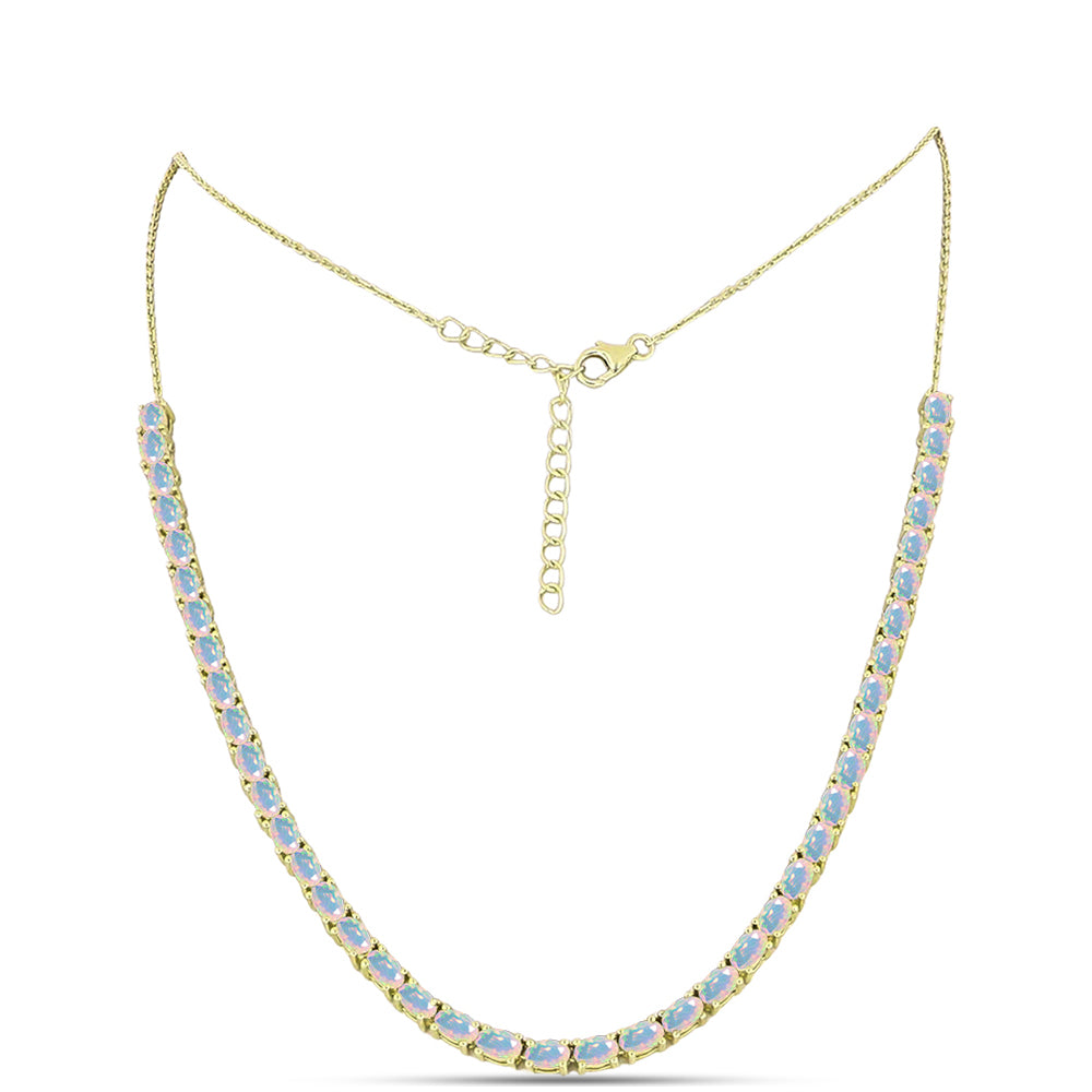 Colier din Argint 925 Placat cu Aur ( 11.59 grame ) cu Opal Welo 3.9 Carate 1 