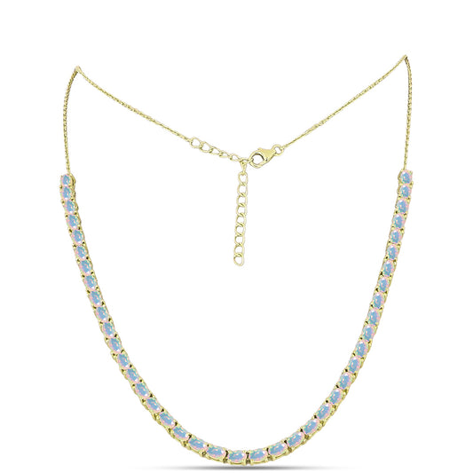 Colier din Argint 925 Placat cu Aur ( 11.59 grame ) cu Opal Welo 3.9 Carate
