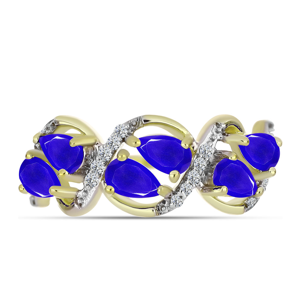 Inel din Argint 925 Placat cu Aur ( 3.11 grame ) cu Agat Albastru și Topaz Alb 1.3 Carate 1 