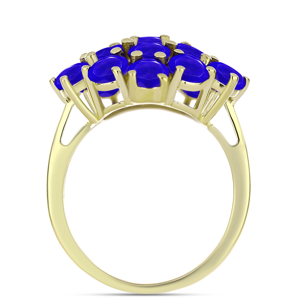 Inel din Argint 925 Placat cu Aur ( 3.8 grame ) cu Agat Albastru 3.88 Carate