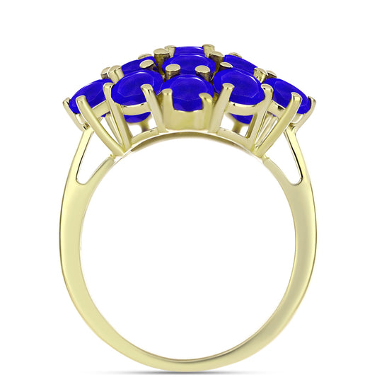 Inel din Argint 925 Placat cu Aur ( 3.8 grame ) cu Agat Albastru 3.88 Carate