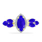 Inel din Argint 925 Placat cu Aur ( 3.73 grame ) cu Agat Albastru și Topaz Alb 3.09 Carate