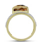 Inel din Argint 925 Placat cu Aur ( 6.53 grame ) cu Cuarț Coniac și Topaz Alb 10.95 Carate