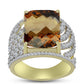 Inel din Argint 925 Placat cu Aur ( 6.53 grame ) cu Cuarț Coniac și Topaz Alb 10.95 Carate