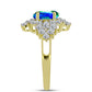 Inel din Argint 925 Placat cu Aur ( 3.49 grame ) cu Cuarț Păun și Topaz Alb 2.43 Carate