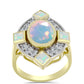 Inel din Argint 925 Placat cu Aur ( 4.65 grame ) cu Opal Welo și Topaz Alb 2.3 Carate