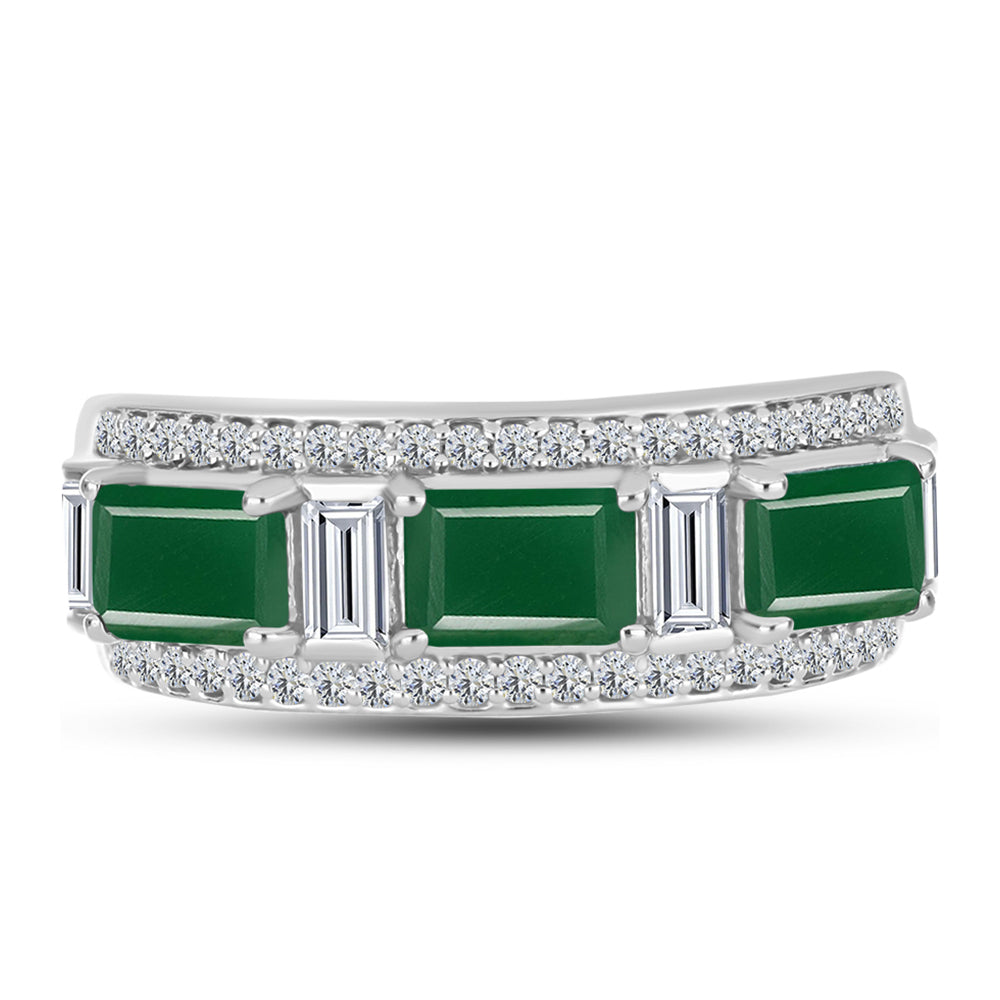 Inel din Argint 925 ( 3.76 grame ) cu Calcedon Verde și Topaz Alb 2.29 Carate