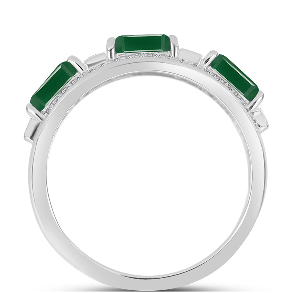 Inel din Argint 925 ( 3.76 grame ) cu Calcedon Verde și Topaz Alb 2.29 Carate 2 