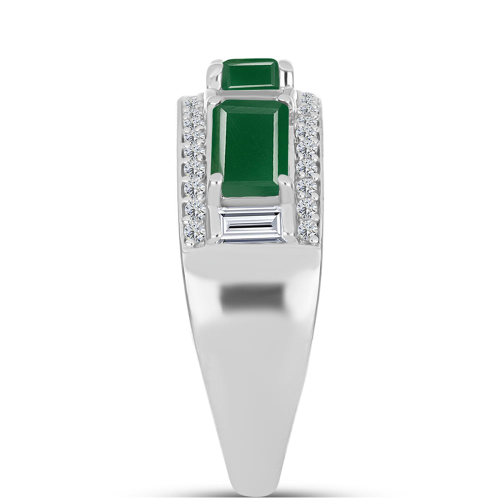Inel din Argint 925 ( 3.76 grame ) cu Calcedon Verde și Topaz Alb 2.29 Carate