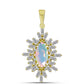 Pandantiv din Argint 925 Placat cu Aur ( 2.18 grame ) cu Opal Welo și Zircon Alb 2.84 Carate