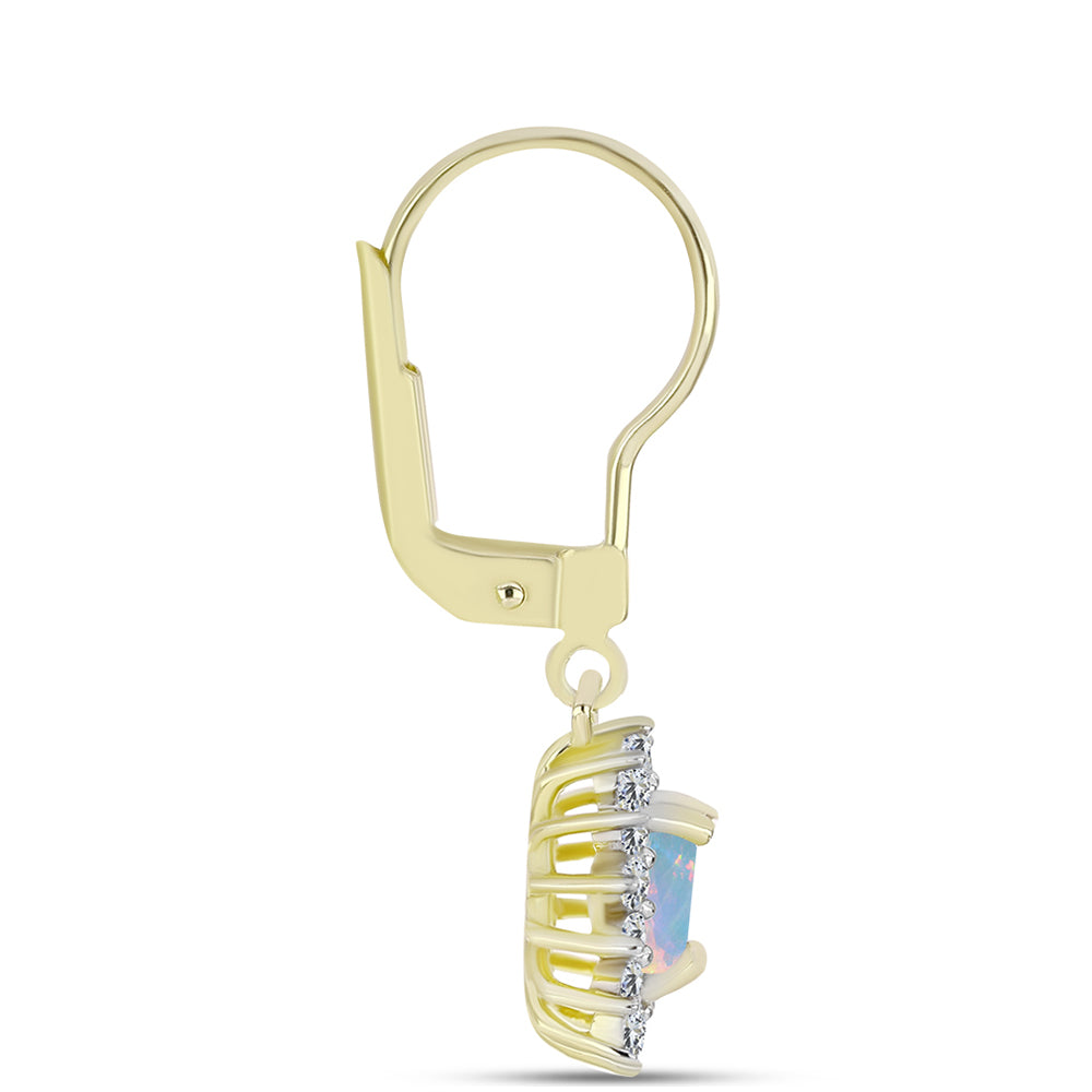 Cercei din Argint 925 Placat cu Aur ( 2.24 grame ) cu Opal Welo și Topaz Alb 1.12 Carate