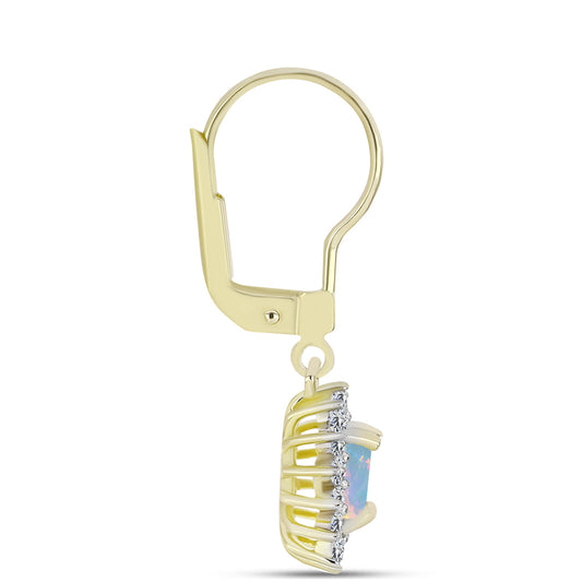 Cercei din Argint 925 Placat cu Aur ( 2.24 grame ) cu Opal Welo și Topaz Alb 1.12 Carate