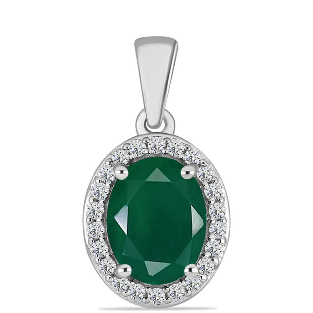 Pandantiv din Argint 925 ( 1.17 grame ) cu Calcedon Verde și Topaz Alb 1.74 Carate 1 