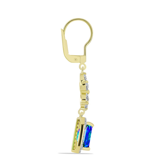 Cercei din Argint 925 Placat cu Aur ( 3.86 grame ) cu Cuarț Păun și Topaz Alb 5.93 Carate