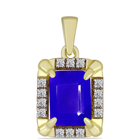 Pandantiv din Argint 925 Placat cu Aur ( 1.58 grame ) cu Agat Albastru și Topaz Alb 1.53 Carate